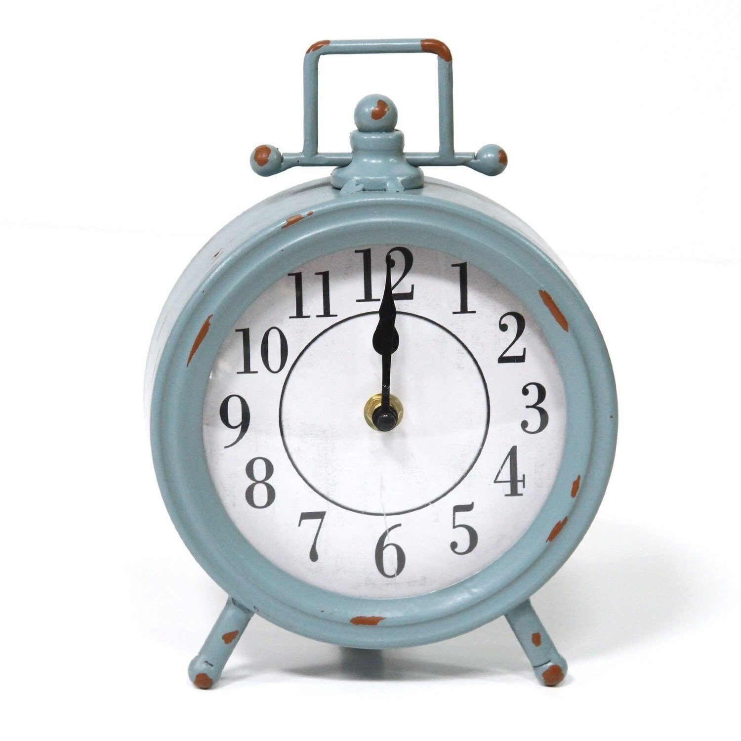 Shop Stratton Home Decor Dorothy Vintage Blue Metal Table Clock Overstock 27463869