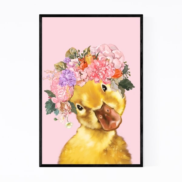 Noir Gallery Yellow Duckling Peekaboo Animal Framed Art Print