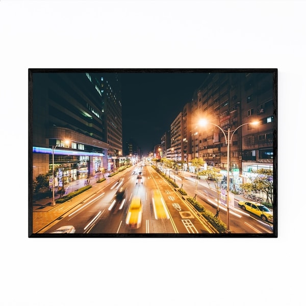 Noir Gallery Taipei Night Traffic Cityscape Framed Art Print