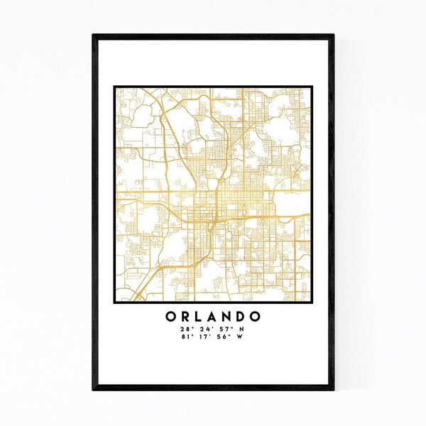 Noir Gallery Minimal Orlando City Map Framed Art Print