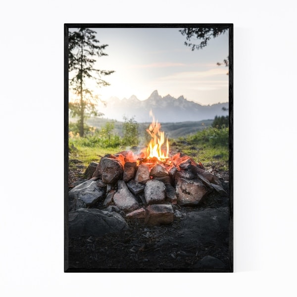Noir Gallery Campfire Mountains Camping Framed Art Print