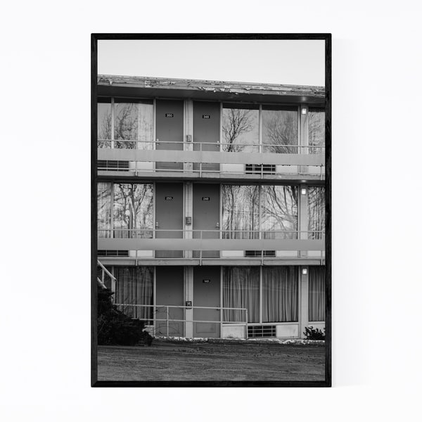 Noir Gallery Black & White Abandoned Motel Framed Art Print