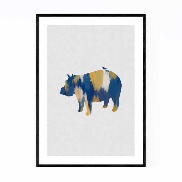 Noir Gallery Blue Abstract Hippo Animal Framed Art Print