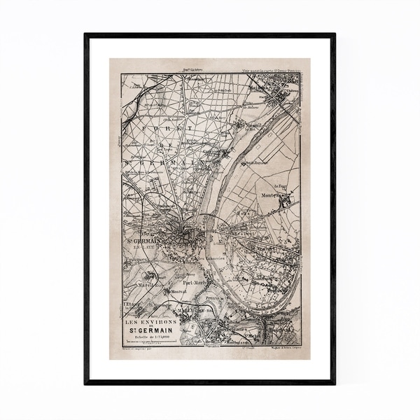 Noir Gallery Vintage Paris Sepia City Map Framed Art Print