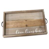 Stratton Home Decor "Love Lives Here" Wood Tray 