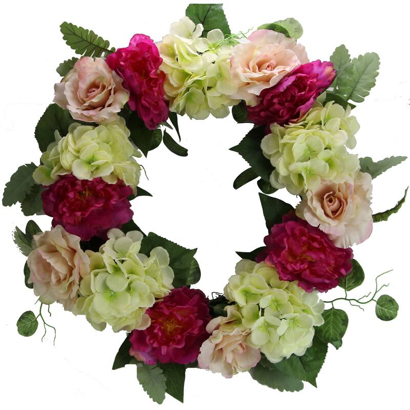 Artificial 24" Peony , rose and Hydreangea wreath