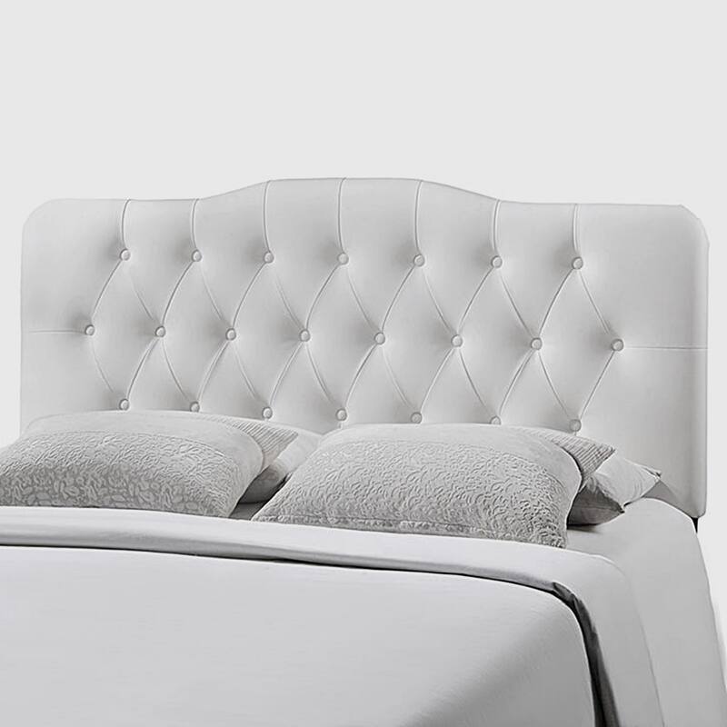 Rovna White Upholstered Tufted Full Size Headboard