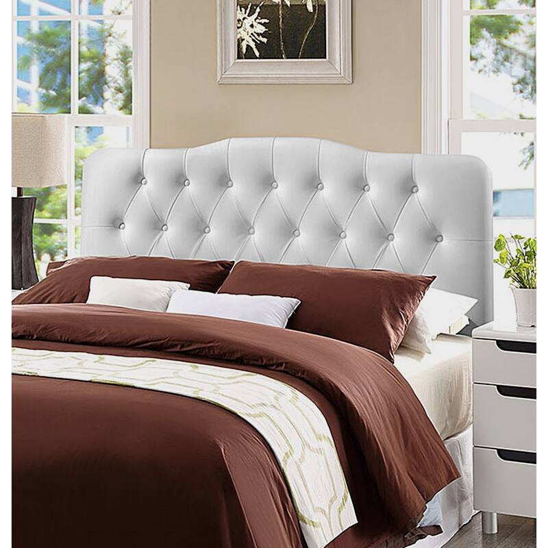 Rovna White Upholstered Tufted Full Size Headboard