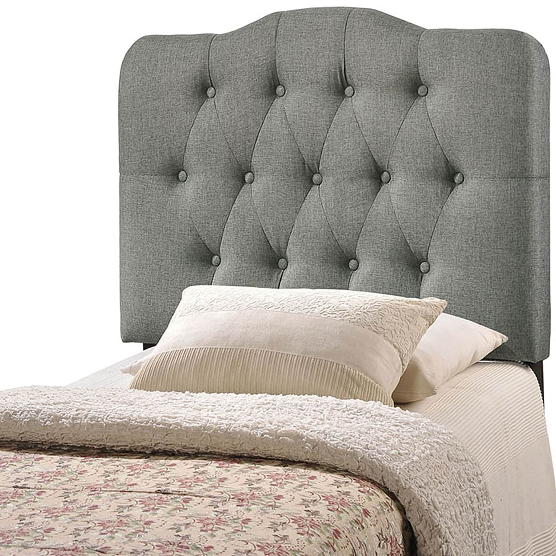Kenmore Grey Fabric Upholstered Tufted King Size Headboard On Sale