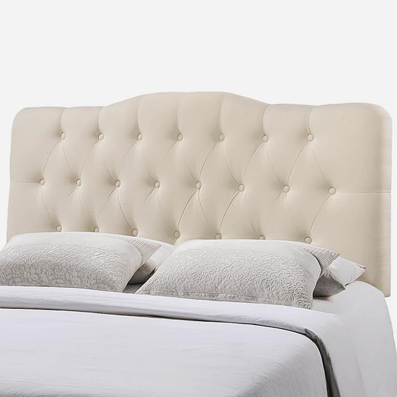 Kenmore Ivory Fabric Upholstered Tufted Full Size Headboard