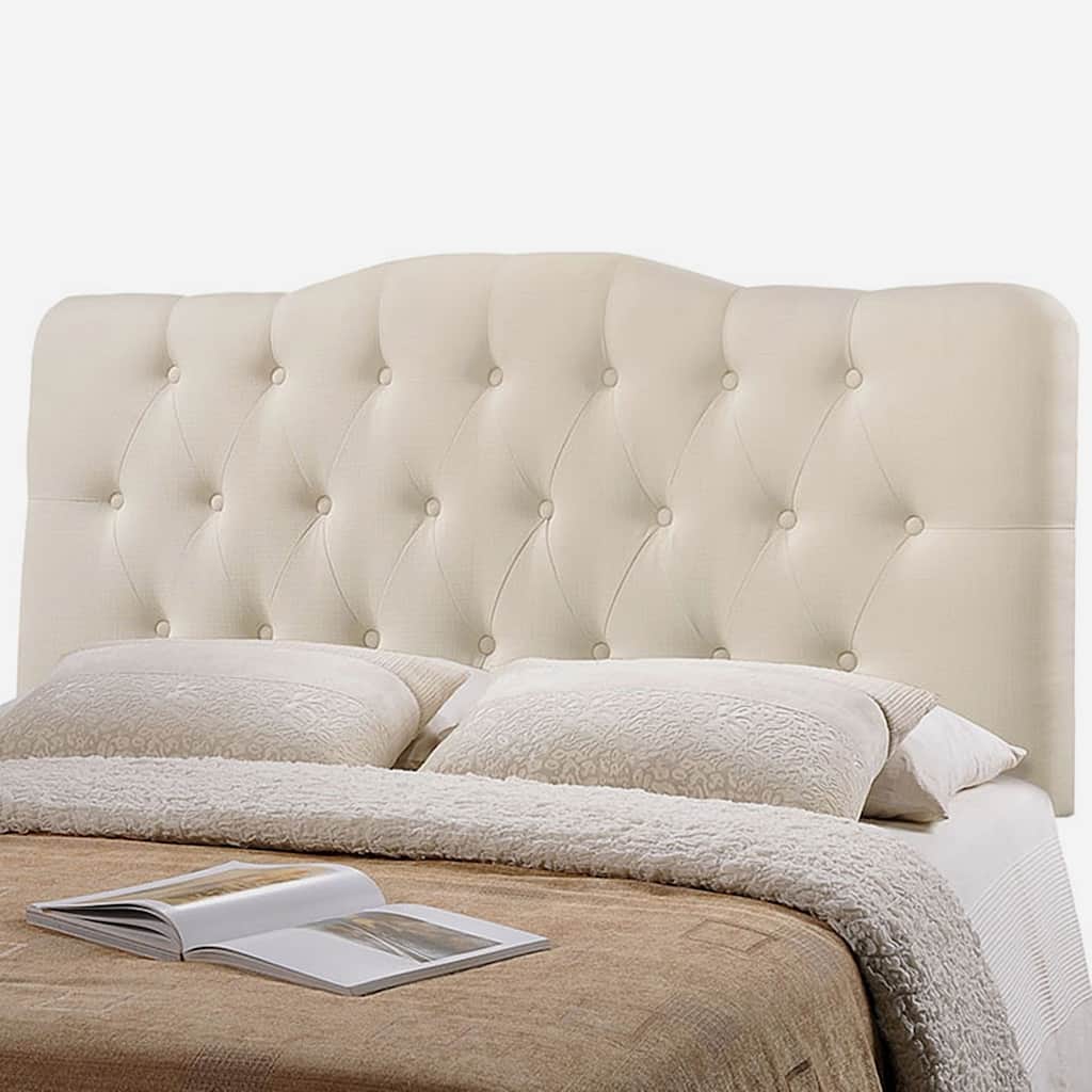Kenmore Ivory Fabric Upholstered Tufted Full Size Headboard