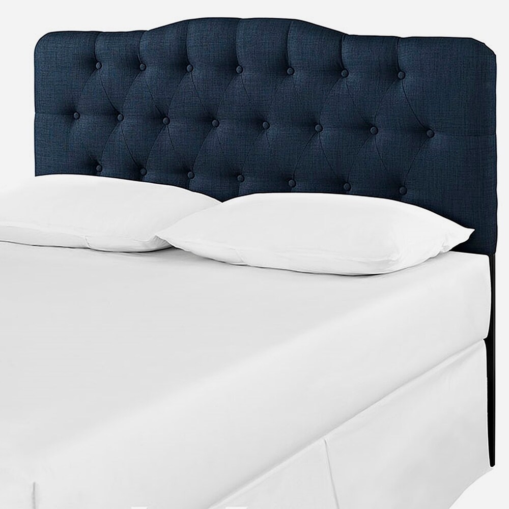 BSD National Supplies Kenmore Blue Fabric Upholstered Tufted Queen Size Headboard