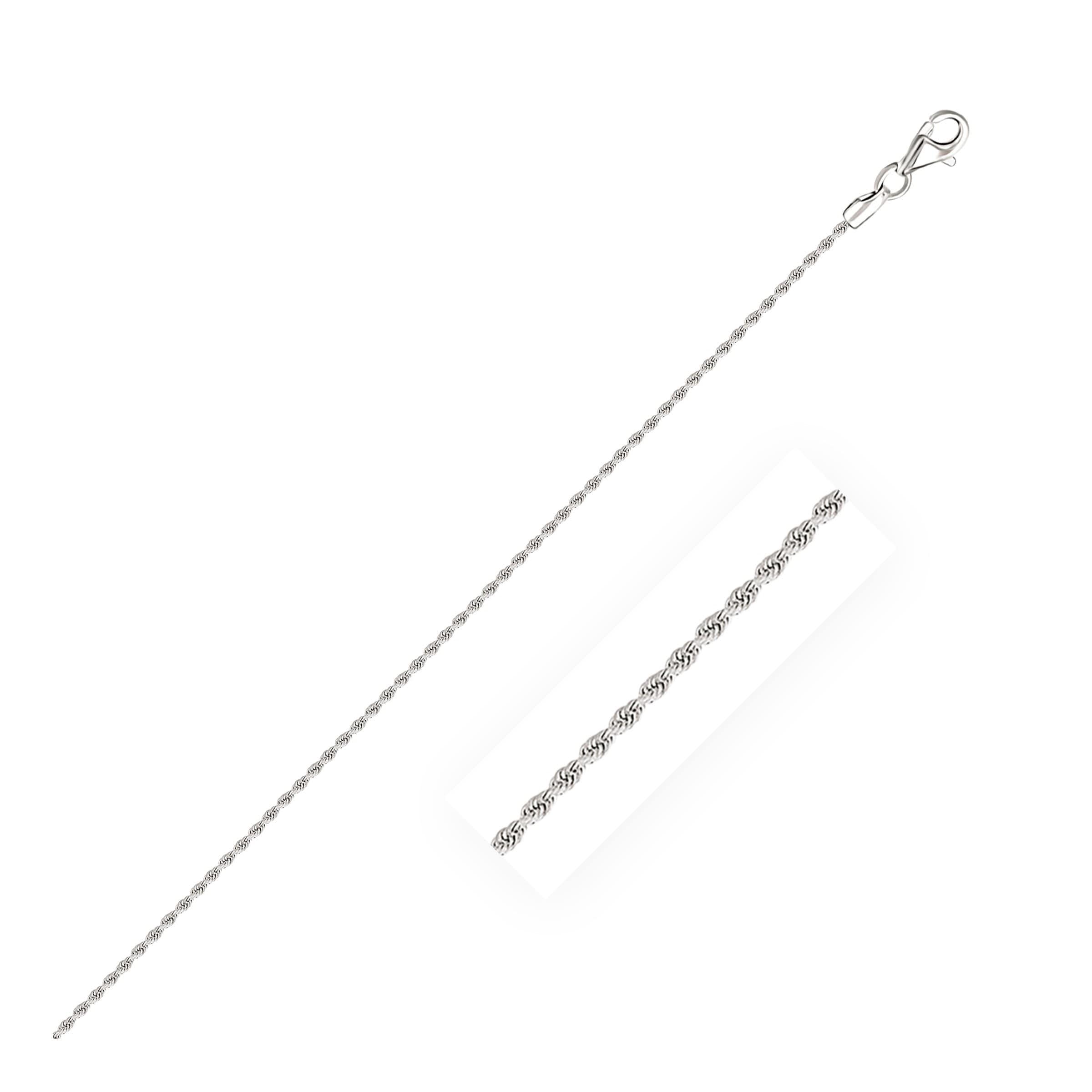 MayaMila 10k White Gold Solid Diamond Cut Rope Bracelet 1.5mm