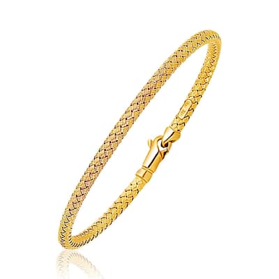 Fancy Weave Bangle in 14k Yellow Gold (3.0mm)