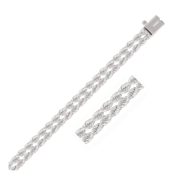 5 0 Mm 14k White Gold Dual Row Rope Bracelet 5 0 Mm 14k White Gold Dual Row Rope Bracelet