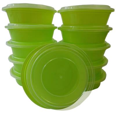 Table To Go 300-Pack Round Bento Lunch Boxes with Lids (1 Compartment/ 24 oz) (Green)