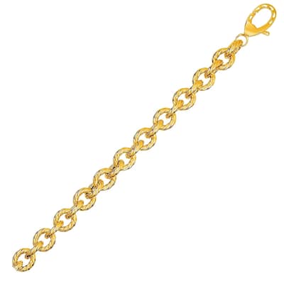 Textured Oval Link Bracelet in 14k Yellow Gold