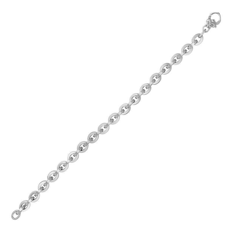 Shiny Oval Link Bracelet in 14k White Gold