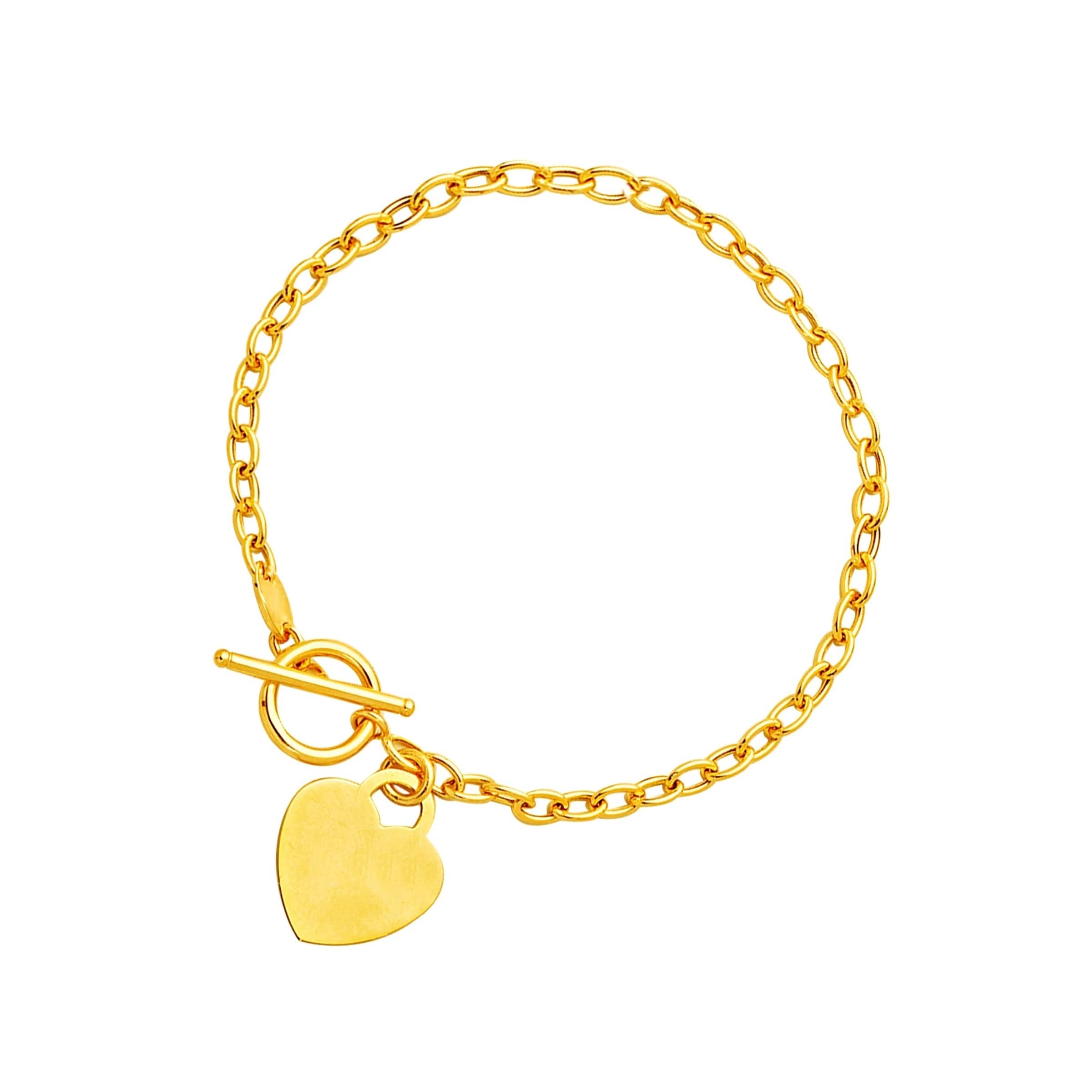 gold bracelet with heart charm