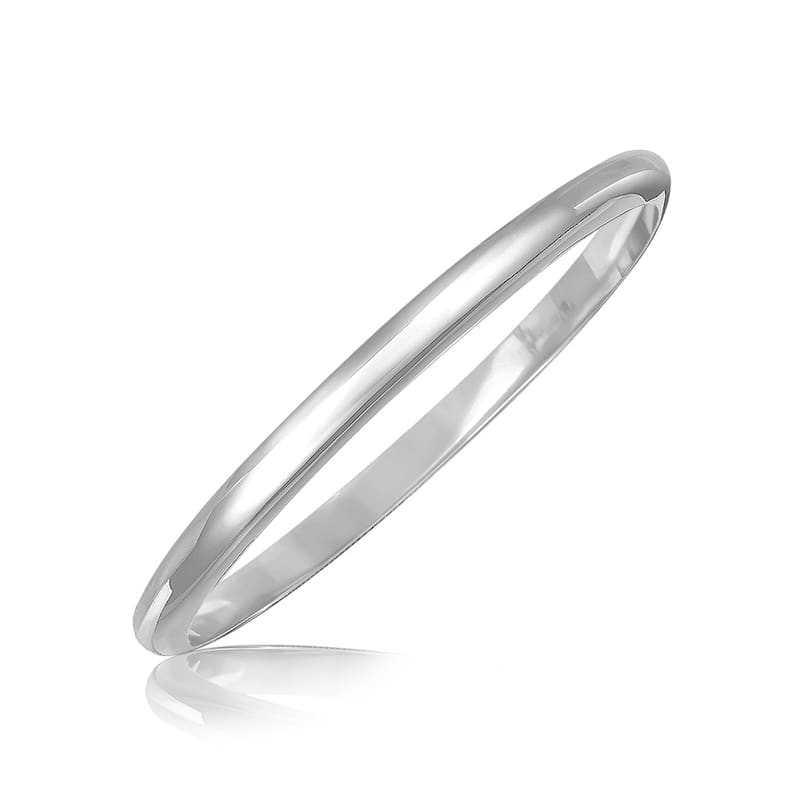Sterling Silver Motif Bangle Bracelet Delicate Slim Dome 7.5"
