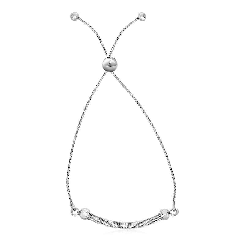 Textured Adjustable Draw String Bracelet in Sterling Silver