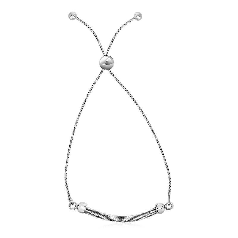 Textured Adjustable Draw String Bracelet in Sterling Silver