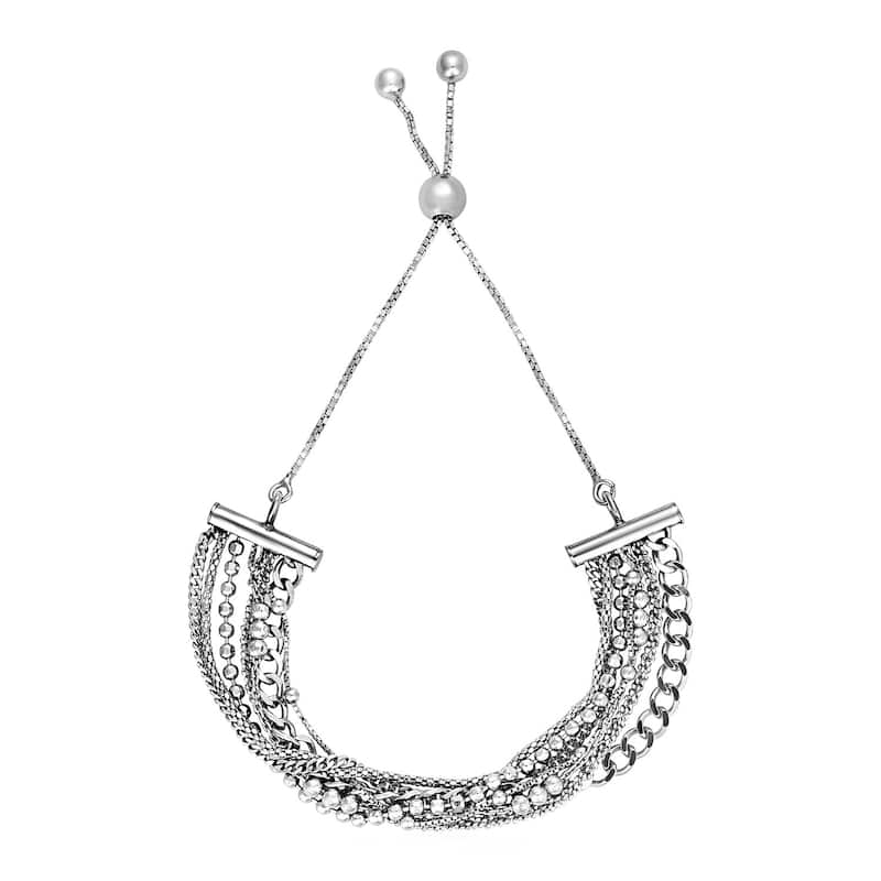 Adjustable Multi Chain Bracelet in Sterling Silver