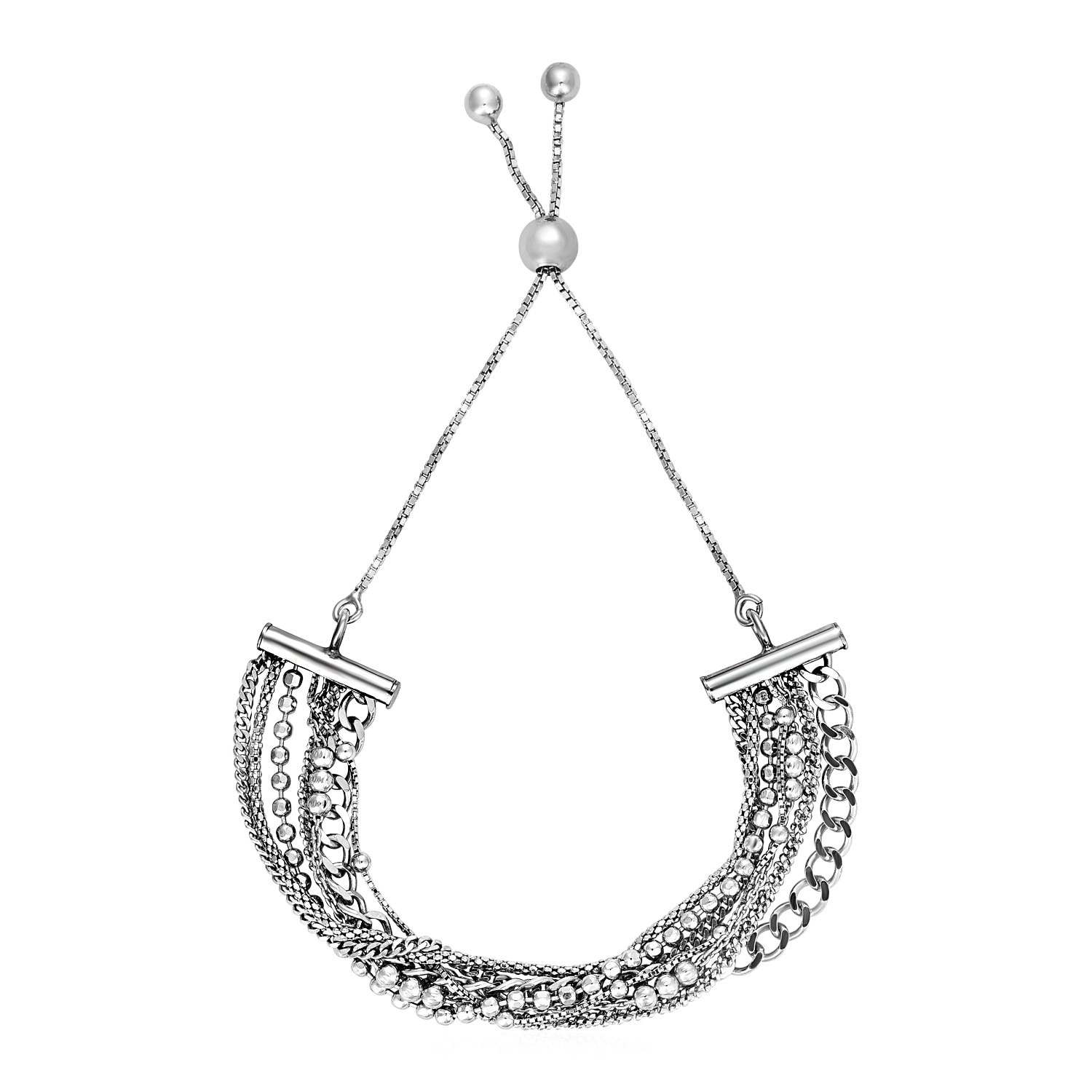 MayaMila Adjustable Multi Chain Bracelet in Sterling Silver