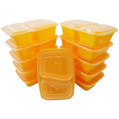 Table To Go 240-Pack Bento Lunch Boxes with Lids (2 Compartment/ 32 oz) (Yellow)