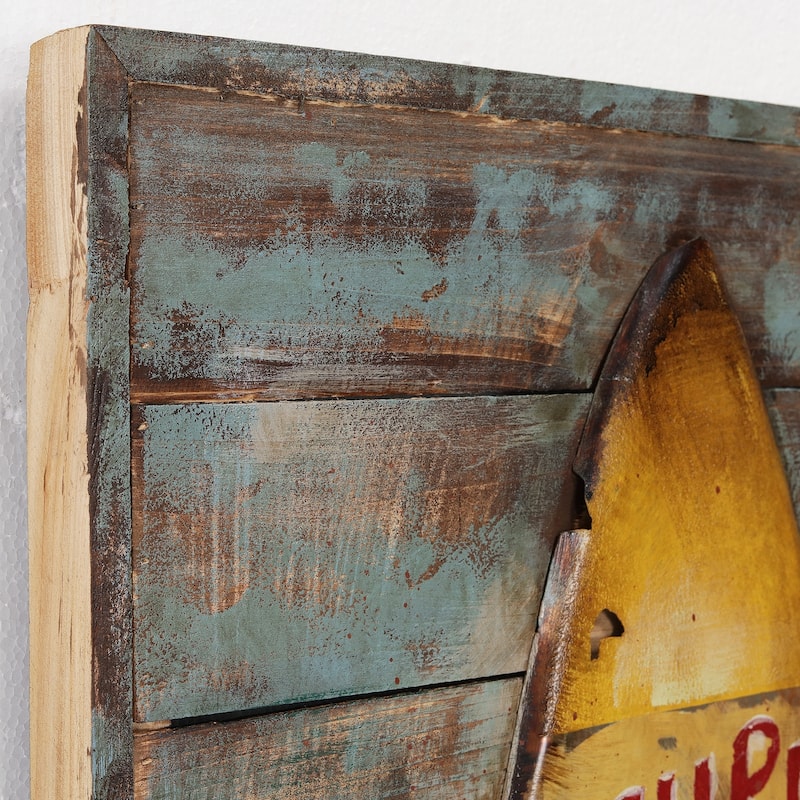 "Surfboards" Handed Painted Iron Wall sculpture on Wooden Wall Art