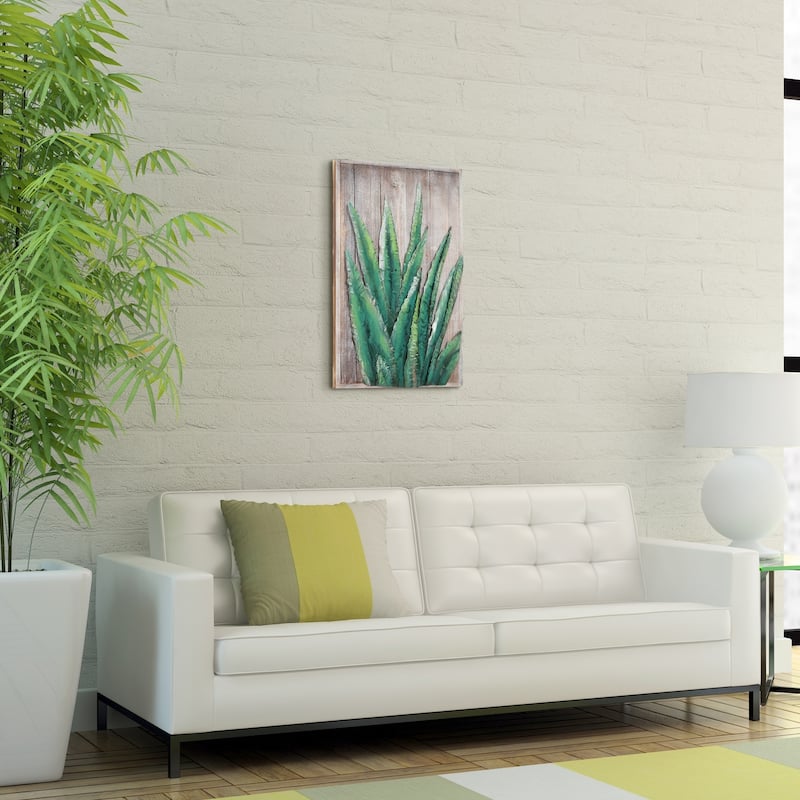 Succulent Metallic Handed Painted Rugged Wooden Blocks Wall Art