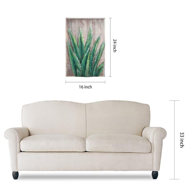 Succulent Metallic Handed Painted Rugged Wooden Blocks Wall Art
