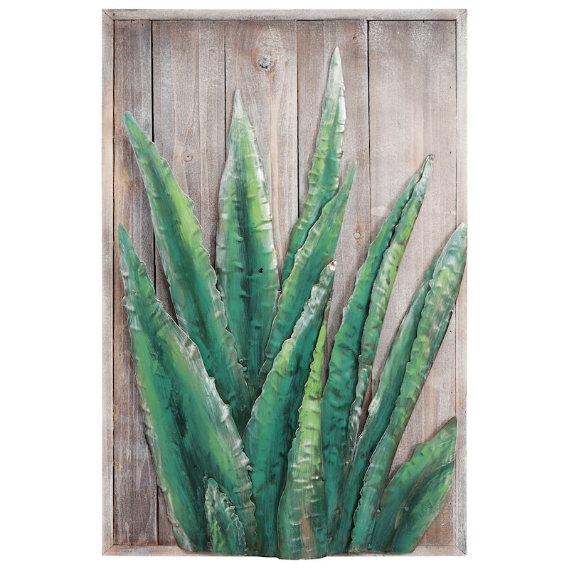 Succulent Metallic Handed Painted Rugged Wooden Blocks Wall Art