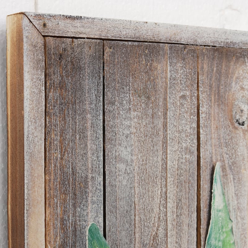 Succulent Metallic Handed Painted Rugged Wooden Blocks Wall Art