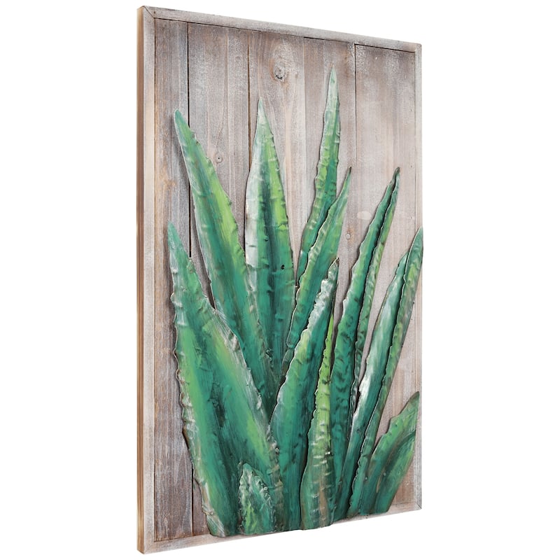 Succulent Metallic Handed Painted Rugged Wooden Blocks Wall Art