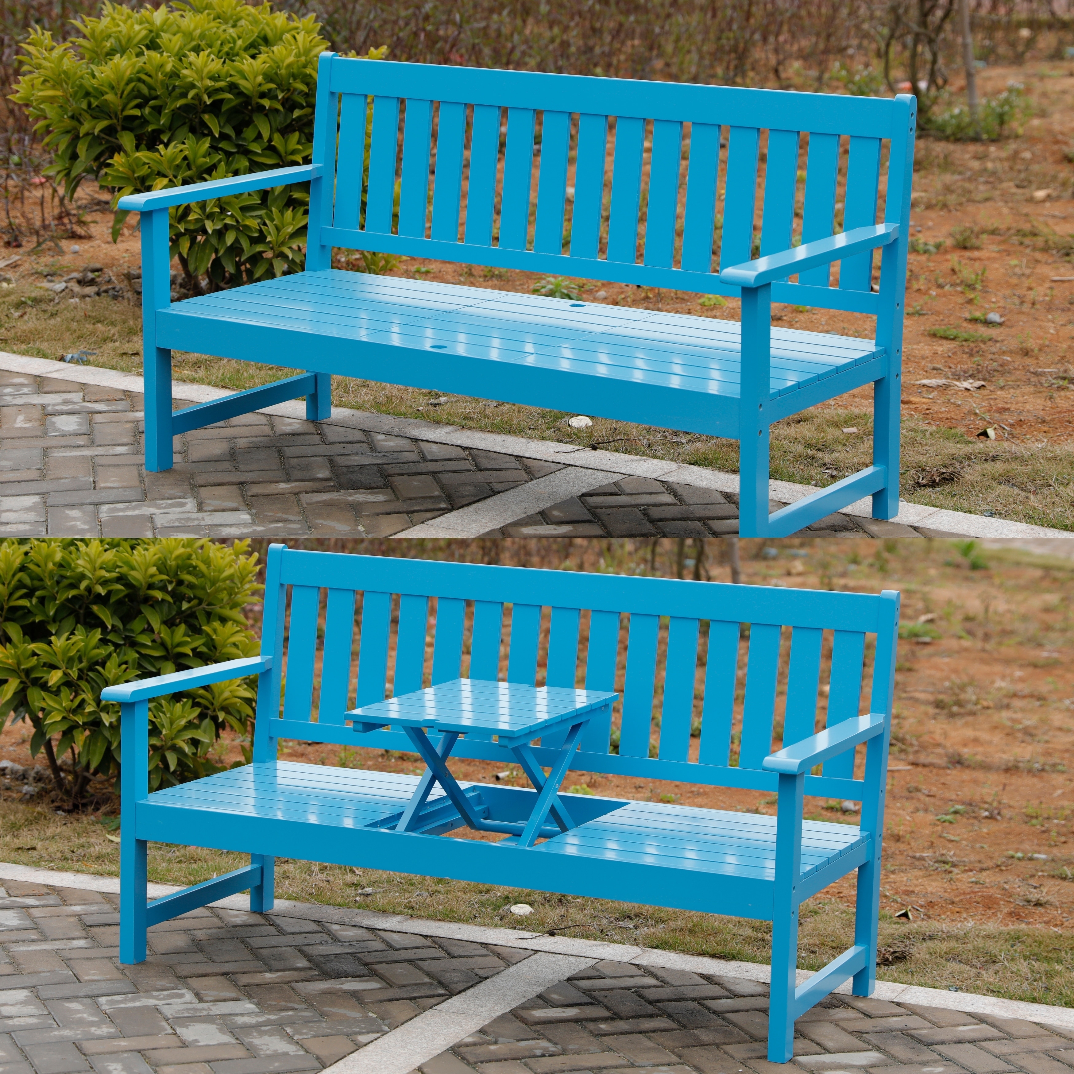 Shop Wooden Patio Garden Park Outdoor Bench Middle Pop Up