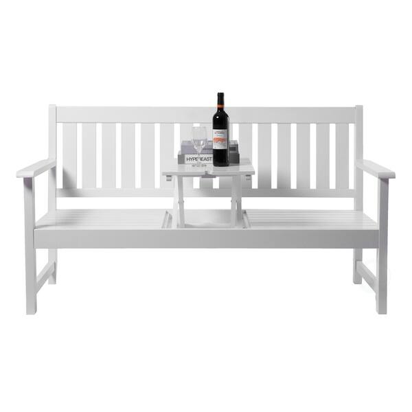 Wooden Patio Garden Park Outdoor Bench Middle Pop Up Foldable Table On 27479171 Wooden Patio Garden Park Outdoor Bench