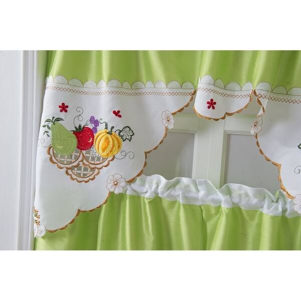 Shop Porch Den Eastview Faux Silk 3 Piece Kitchen Curtain Set