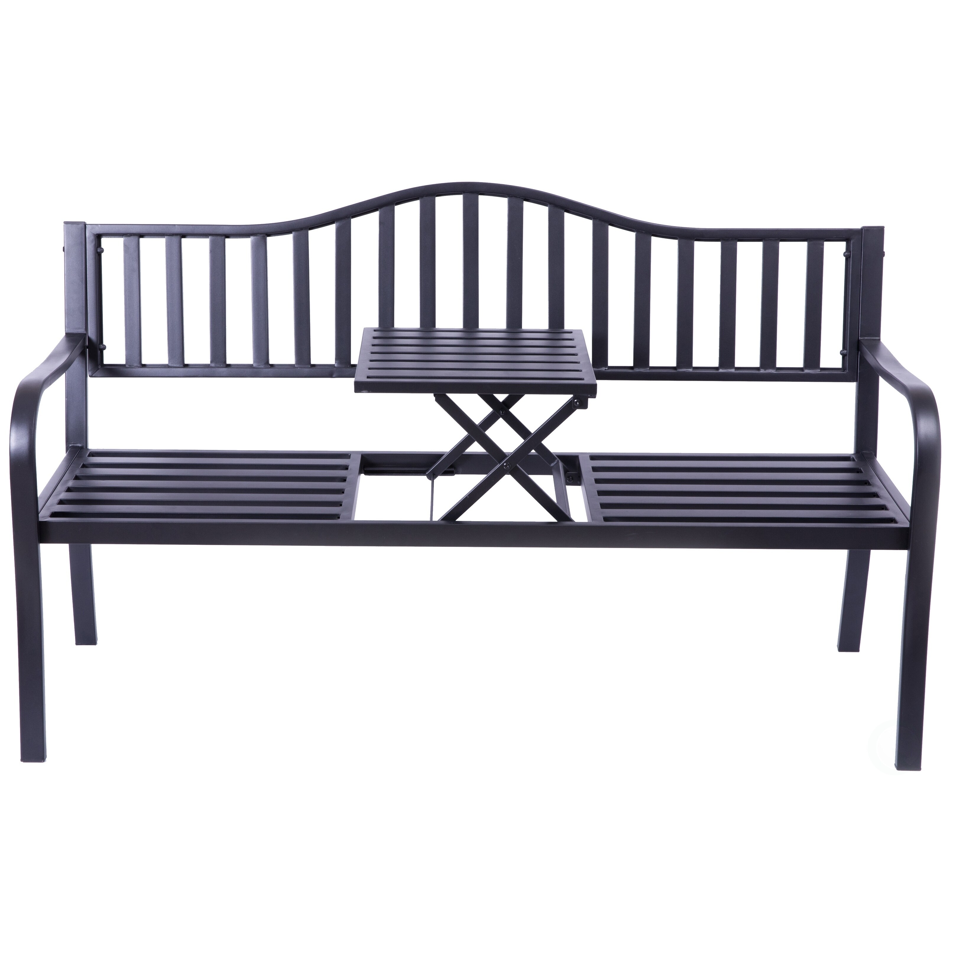 outdoor bench with middle table