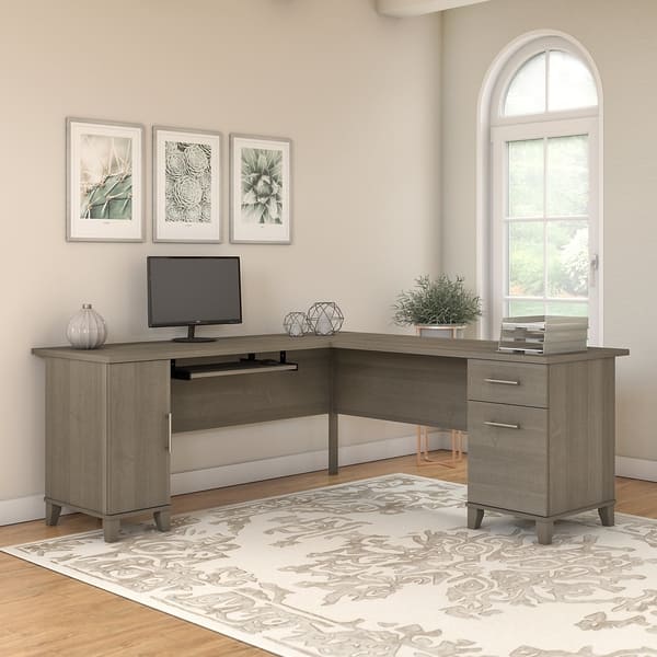 Shop Copper Grove Shumen 72 Inch L Shaped Desk In Ash Gray On