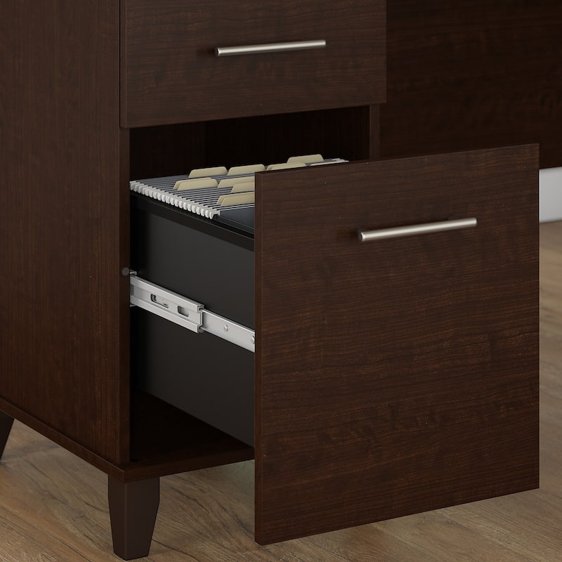 Somerset 72W Office Desk with Hutch and Lateral File Cabinet in Gray