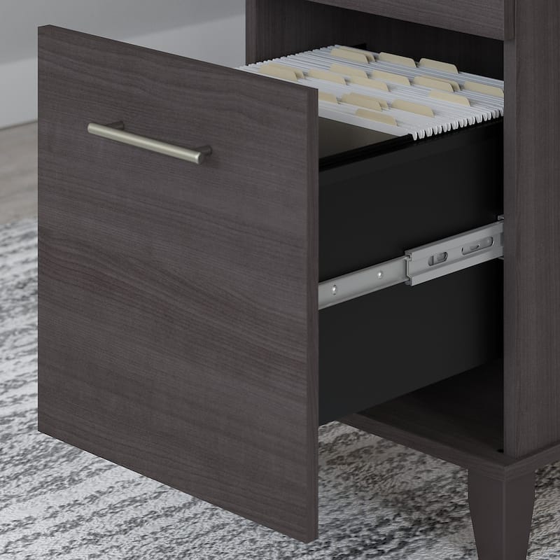 Somerset 72W Office Desk with Hutch and Lateral File Cabinet in Gray
