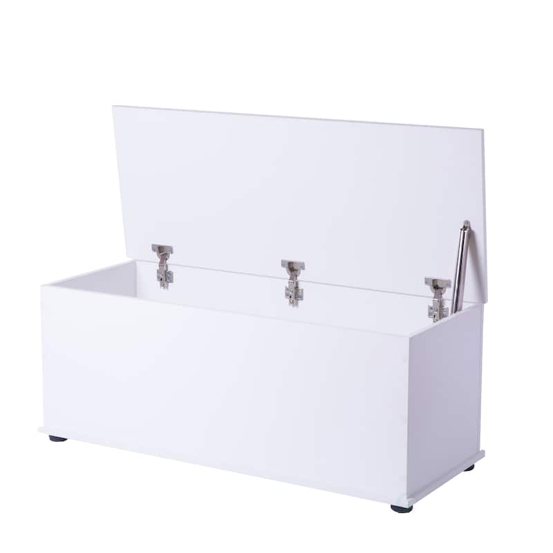 Large Storage Toy Box with Soft Closure Lid, Wooden Organizing Furniture Storage Chest - White