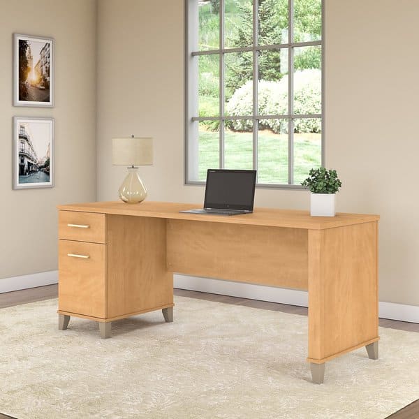 Shop Copper Grove Shumen 72 Inch Office Desk With Drawers In Maple