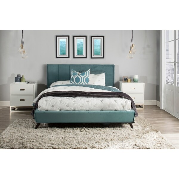 Carson Carrington Grums Teal Velvet King Platform Bed On Sale