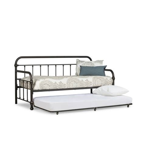 Hillsdale Furniture Kirkland Metal Twin Daybed with Roll Out Trundle, Dark Bronze