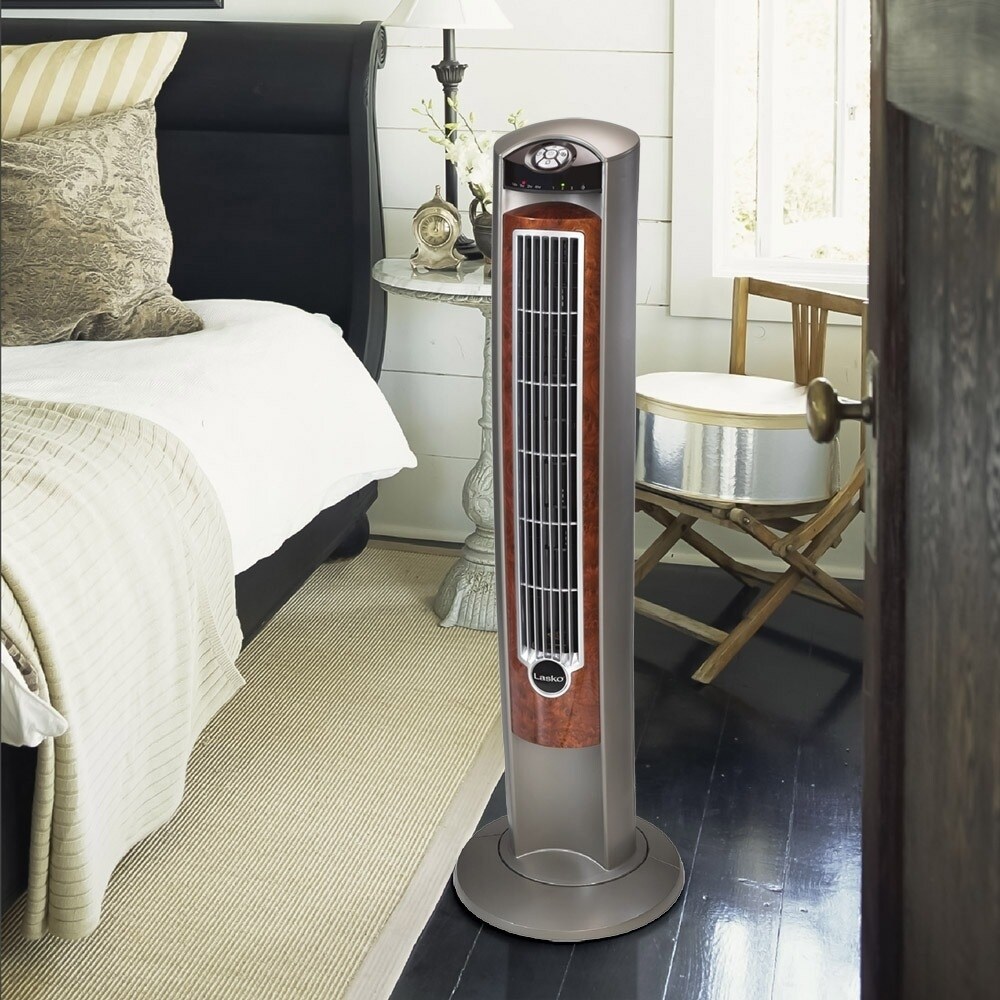 Lasko Wind Curve Tower Fan with Nighttime Setting, Gray/Woodgrain, - On  Sale - Bed Bath u0026 Beyond - 27480168