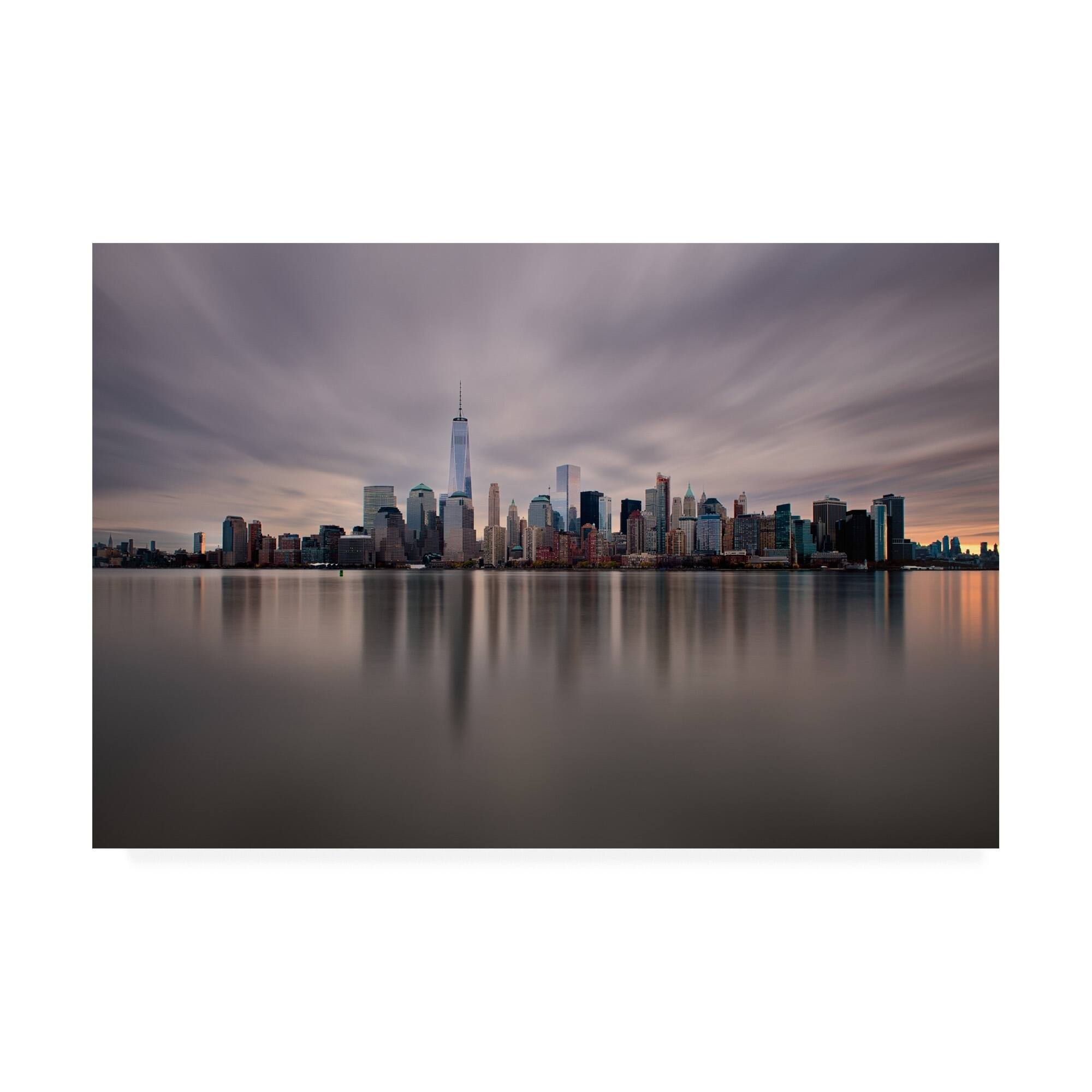 David Ayash 'Dawn over Downtown Manhattan' Canvas Art - Bed Bath ...