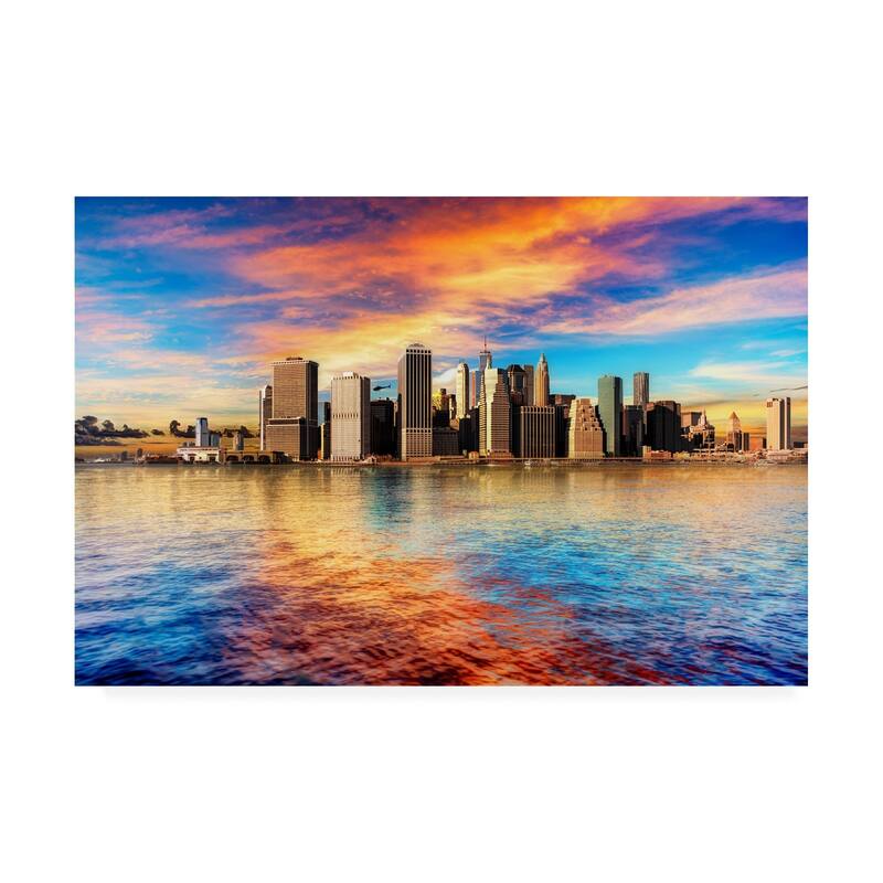 David Ayash 'Lower Manhattan Sunset' Canvas Art - Bed Bath & Beyond ...