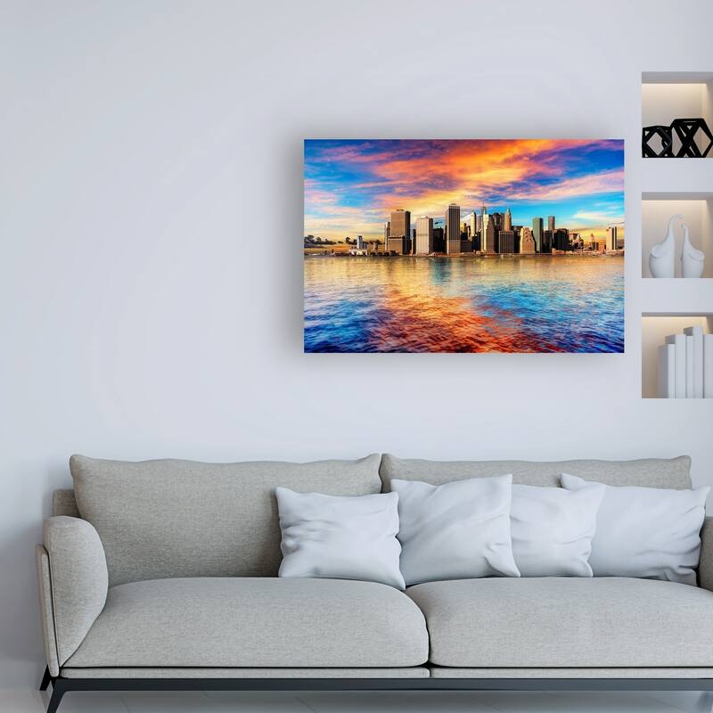 David Ayash 'Lower Manhattan Sunset' Canvas Art - Bed Bath & Beyond ...